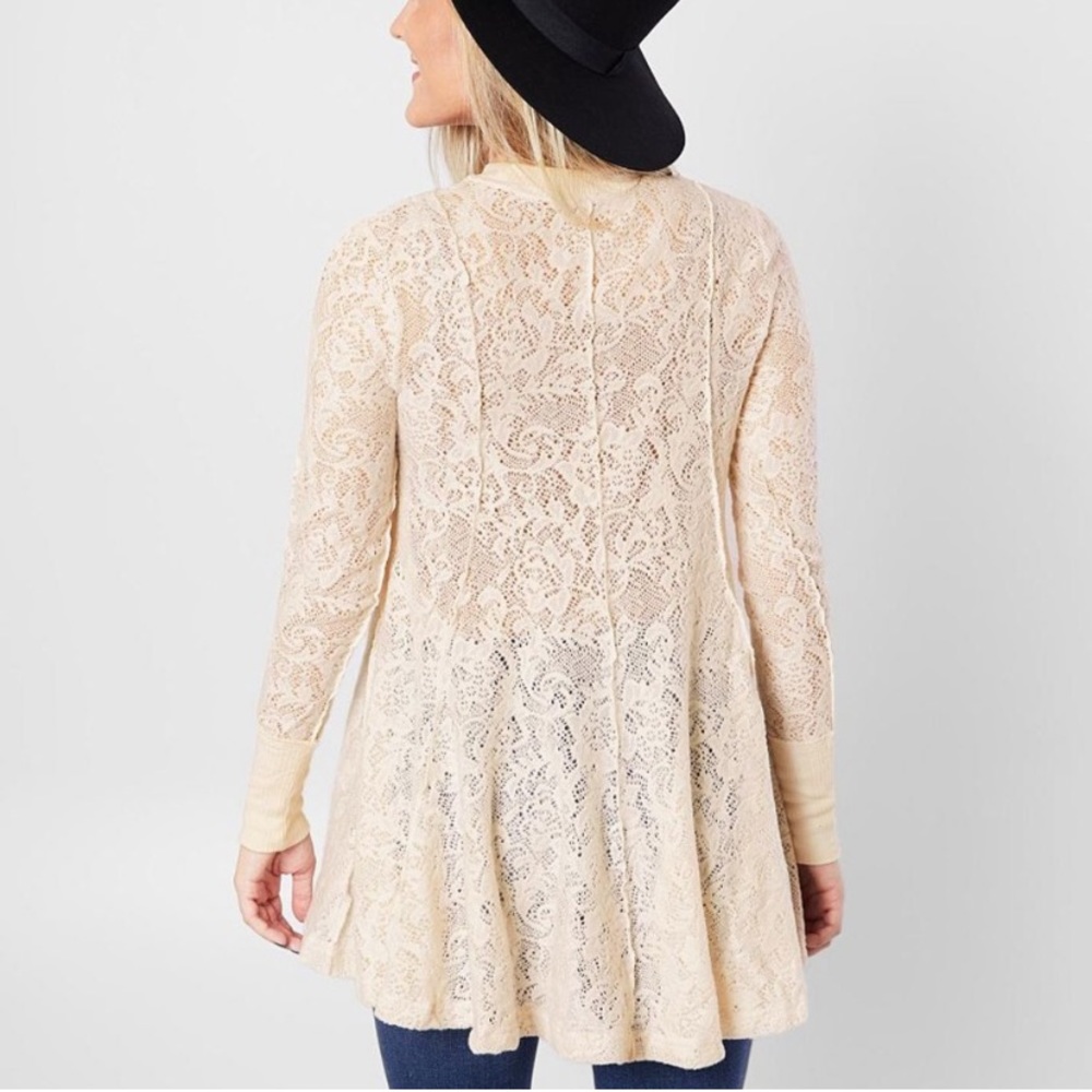 NWT Free People XS Coffee In The Morning Lace Tunic - Picture 2 of 9